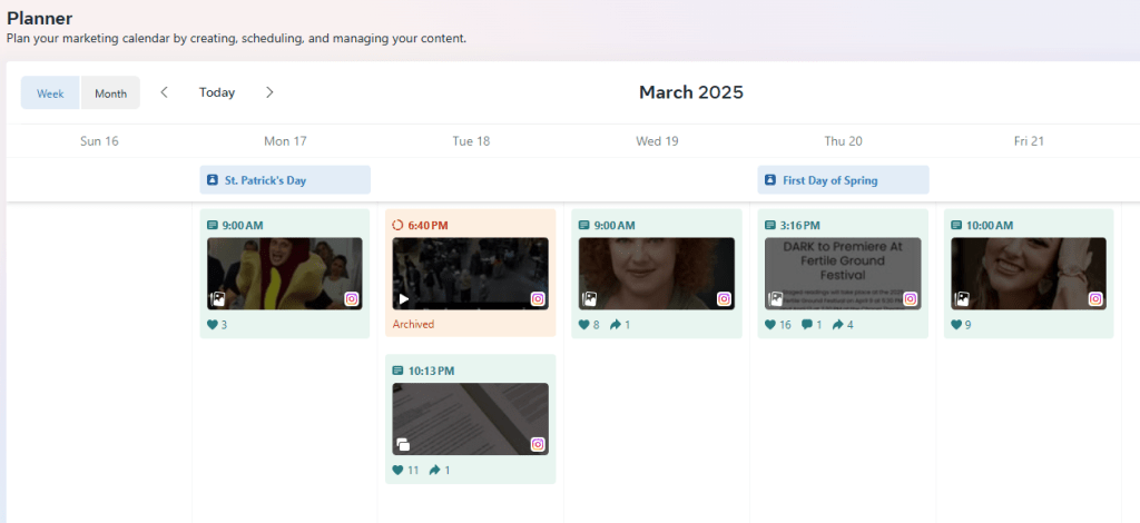 Screenshot of the Meta Business platform Planner.